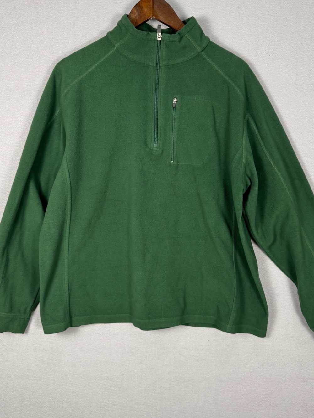 L.L.Bean Men's Large Green Fleece Pullover 1/4 Zip